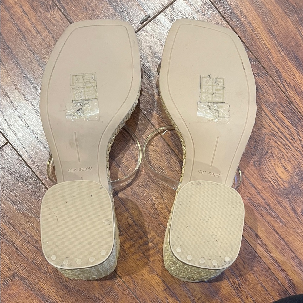 Women's Dolce Vita Clear Strap Woven Heel Sandals - Picture 4 of 4